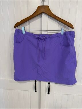 L.L. Bean Purple Casual Drawstring, nylon/mesh swim Skirt/coverup  size L
